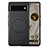 Coque Silicone Gel Motif Cuir Housse Etui avec Magnetique S02D pour Google Pixel 6a 5G Noir