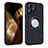 Coque Silicone Gel Motif Cuir Housse Etui avec Magnetique S07D pour Apple iPhone 13 Pro Max Noir