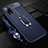 Coque Silicone Gel Motif Cuir Housse Etui avec Support Bague Anneau Aimante Magnetique pour Huawei Honor Play4 Pro 5G Bleu
