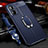 Coque Silicone Gel Motif Cuir Housse Etui avec Support Bague Anneau Aimante Magnetique pour Xiaomi Poco M4 5G Bleu