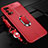 Coque Silicone Gel Motif Cuir Housse Etui avec Support Bague Anneau Aimante Magnetique S01 pour Realme V5 5G Rouge