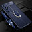 Coque Silicone Gel Motif Cuir Housse Etui avec Support Bague Anneau Aimante Magnetique S01 pour Xiaomi Mi 10 Ultra Bleu