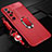 Coque Silicone Gel Motif Cuir Housse Etui avec Support Bague Anneau Aimante Magnetique S01 pour Xiaomi Mi 10 Ultra Rouge