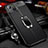 Coque Silicone Gel Motif Cuir Housse Etui avec Support Bague Anneau Aimante Magnetique S02 pour Apple iPhone 14 Noir