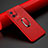 Coque Silicone Gel Motif Cuir Housse Etui avec Support Bague Anneau Aimante Magnetique S03 pour Vivo iQOO 8 5G Rouge