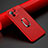 Coque Silicone Gel Motif Cuir Housse Etui avec Support Bague Anneau Aimante Magnetique T01 pour Xiaomi Mi 11 5G Rouge