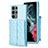 Coque Silicone Gel Motif Cuir Housse Etui BF5 pour Samsung Galaxy S22 Ultra 5G Bleu Clair