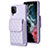 Coque Silicone Gel Motif Cuir Housse Etui BF6 pour Samsung Galaxy F12 Violet Clair