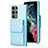 Coque Silicone Gel Motif Cuir Housse Etui BF6 pour Samsung Galaxy S23 Ultra 5G Bleu Clair
