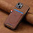 Coque Silicone Gel Motif Cuir Housse Etui SD1 pour Apple iPhone 15 Plus Marron