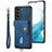 Coque Silicone Gel Motif Cuir Housse Etui SD2 pour Samsung Galaxy S22 5G Bleu