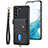 Coque Silicone Gel Motif Cuir Housse Etui SD2 pour Samsung Galaxy S22 5G Noir
