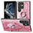 Coque Silicone Gel Motif Cuir Housse Etui SD4 pour Samsung Galaxy S23 Ultra 5G Rose Rouge
