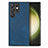 Coque Silicone Gel Motif Cuir Housse Etui SD5 pour Samsung Galaxy S23 Ultra 5G Bleu