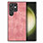 Coque Silicone Gel Motif Cuir Housse Etui SD5 pour Samsung Galaxy S23 Ultra 5G Rose