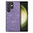 Coque Silicone Gel Motif Cuir Housse Etui SD5 pour Samsung Galaxy S23 Ultra 5G Violet Clair
