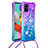 Coque Silicone Housse Etui Gel Bling-Bling avec Laniere Strap S01 pour Samsung Galaxy A51 4G Violet
