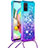 Coque Silicone Housse Etui Gel Bling-Bling avec Laniere Strap S01 pour Samsung Galaxy A71 5G Bleu Ciel