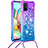 Coque Silicone Housse Etui Gel Bling-Bling avec Laniere Strap S01 pour Samsung Galaxy A71 5G Violet