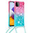 Coque Silicone Housse Etui Gel Bling-Bling avec Laniere Strap S01 pour Samsung Galaxy F42 5G Petit