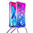 Coque Silicone Housse Etui Gel Bling-Bling avec Laniere Strap S01 pour Samsung Galaxy M10 Violet