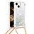 Coque Silicone Housse Etui Gel Bling-Bling avec Laniere Strap S02 pour Apple iPhone 14 Plus Argent