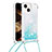 Coque Silicone Housse Etui Gel Bling-Bling avec Laniere Strap S02 pour Apple iPhone 14 Plus Bleu Ciel