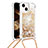 Coque Silicone Housse Etui Gel Bling-Bling avec Laniere Strap S02 pour Apple iPhone 14 Plus Or