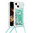 Coque Silicone Housse Etui Gel Bling-Bling avec Laniere Strap S02 pour Apple iPhone 14 Plus Vert