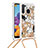 Coque Silicone Housse Etui Gel Bling-Bling avec Laniere Strap S02 pour Samsung Galaxy A21 Or