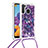 Coque Silicone Housse Etui Gel Bling-Bling avec Laniere Strap S02 pour Samsung Galaxy A21 Violet