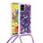 Coque Silicone Housse Etui Gel Bling-Bling avec Laniere Strap S02 pour Samsung Galaxy A51 5G Violet