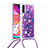 Coque Silicone Housse Etui Gel Bling-Bling avec Laniere Strap S02 pour Samsung Galaxy A70 Violet