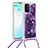 Coque Silicone Housse Etui Gel Bling-Bling avec Laniere Strap S02 pour Samsung Galaxy A91 Violet