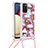Coque Silicone Housse Etui Gel Bling-Bling avec Laniere Strap S02 pour Samsung Galaxy M02s Rouge