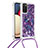 Coque Silicone Housse Etui Gel Bling-Bling avec Laniere Strap S02 pour Samsung Galaxy M02s Violet