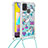 Coque Silicone Housse Etui Gel Bling-Bling avec Laniere Strap S02 pour Samsung Galaxy M31 Prime Edition Bleu Ciel