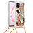 Coque Silicone Housse Etui Gel Bling-Bling avec Laniere Strap S02 pour Samsung Galaxy M60s Or