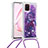 Coque Silicone Housse Etui Gel Bling-Bling avec Laniere Strap S02 pour Samsung Galaxy M60s Violet