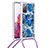 Coque Silicone Housse Etui Gel Bling-Bling avec Laniere Strap S02 pour Samsung Galaxy S20 FE 5G Bleu