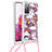 Coque Silicone Housse Etui Gel Bling-Bling avec Laniere Strap S02 pour Samsung Galaxy S20 FE 5G Rouge