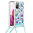Coque Silicone Housse Etui Gel Bling-Bling avec Laniere Strap S02 pour Samsung Galaxy S20 Lite 5G Bleu Ciel