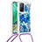 Coque Silicone Housse Etui Gel Bling-Bling avec Laniere Strap S02 pour Xiaomi Mi 10T Pro 5G Bleu