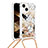 Coque Silicone Housse Etui Gel Bling-Bling avec Laniere Strap S03 pour Apple iPhone 14 Or