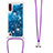 Coque Silicone Housse Etui Gel Bling-Bling avec Laniere Strap S03 pour Samsung Galaxy A01 SM-A015 Bleu