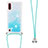 Coque Silicone Housse Etui Gel Bling-Bling avec Laniere Strap S03 pour Samsung Galaxy A01 SM-A015 Bleu Ciel