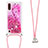 Coque Silicone Housse Etui Gel Bling-Bling avec Laniere Strap S03 pour Samsung Galaxy A01 SM-A015 Rose Rouge