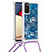 Coque Silicone Housse Etui Gel Bling-Bling avec Laniere Strap S03 pour Samsung Galaxy A02s Bleu