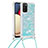 Coque Silicone Housse Etui Gel Bling-Bling avec Laniere Strap S03 pour Samsung Galaxy A02s Bleu Ciel