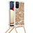 Coque Silicone Housse Etui Gel Bling-Bling avec Laniere Strap S03 pour Samsung Galaxy A02s Or